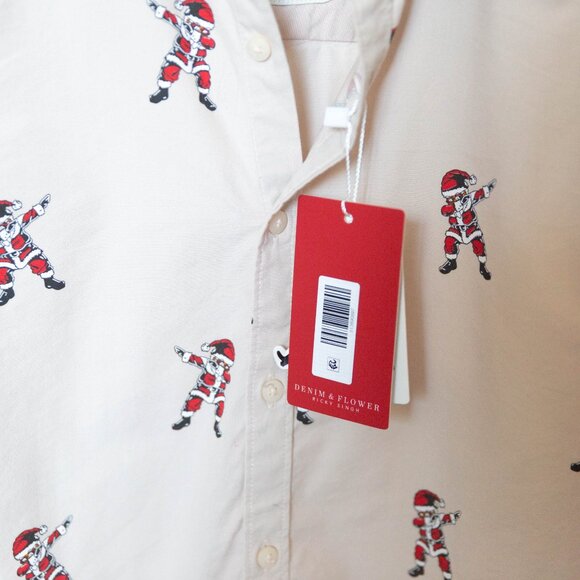 Denim & Flower Ricky Singh Santa Print Shirt Boy size 8 - Picture 3 of 4